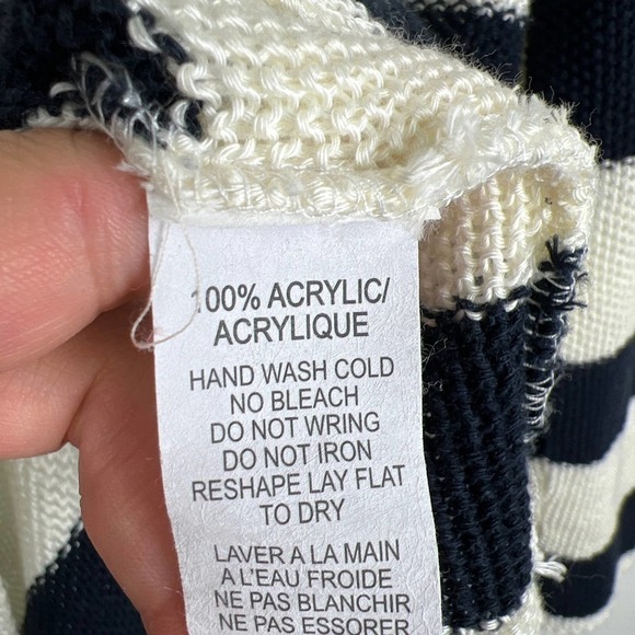 American Rag V-Neck Striped Sweater w Hood Size M - Picture 4 of 5